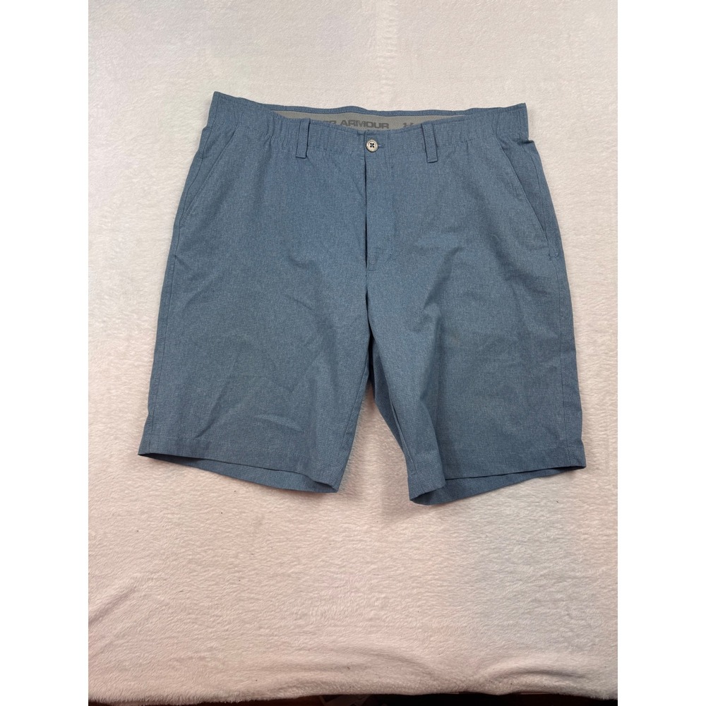 Under Armour Mens HeatGear Golf Shorts Blue Heather Loose Fit Size 38